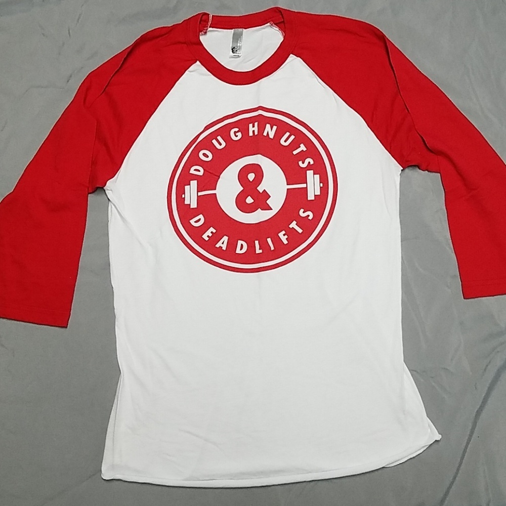 Doughnuts and Deadlifts baseball tee